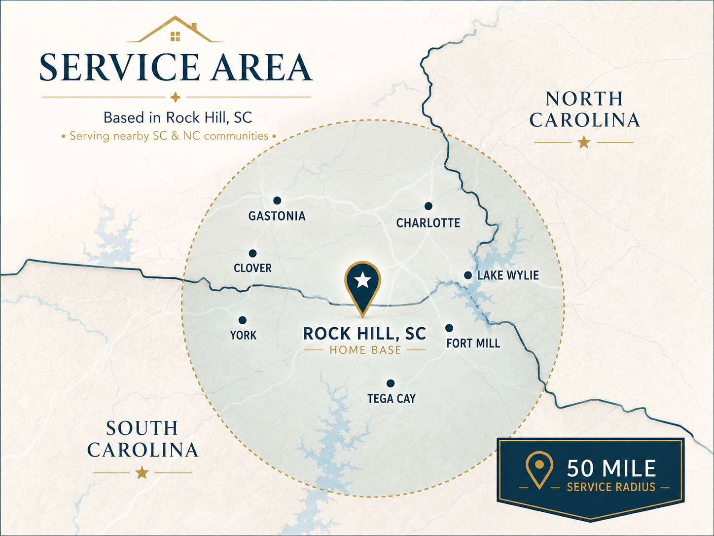 Remodeling service area around Rock Hill SC by Envision Elite Remodel